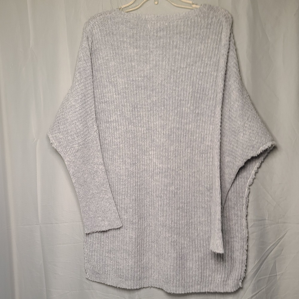 Confess Oversized Sweater Womens XL Grey Ribbed Dolman Sleeve Boat Neck Pullover